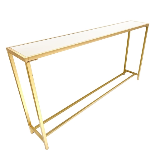 315 - CONSOLE TABLE, 1960's French style, gilt metal with mirrored top, 79cm H x 152cm x 25cm.