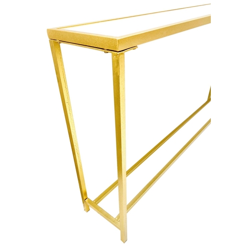 315 - CONSOLE TABLE, 1960's French style, gilt metal with mirrored top, 79cm H x 152cm x 25cm.