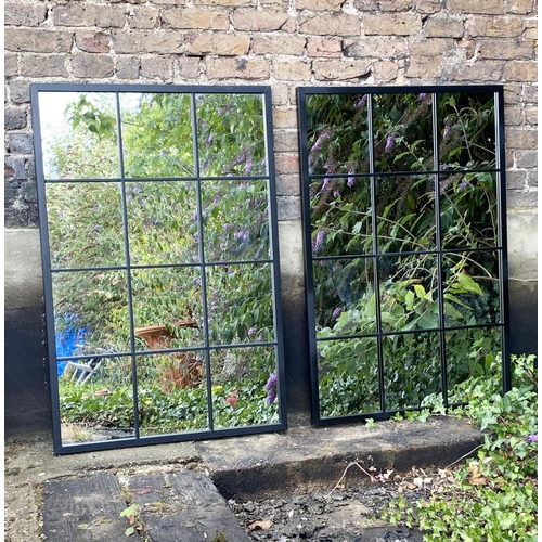 318 - ARCHITECTURAL WALL MIRRORS, a pair, metal frames, 120cm H x 80cm. (2)