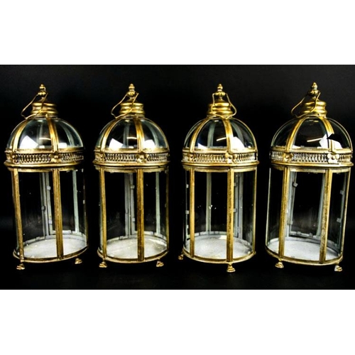 322 - LANTERNS, a set of four, regency style gilt metal and glass, 46cm H x 19cm x 19cm. (4)