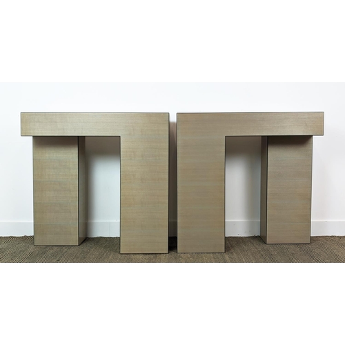 325 - CONSOLE TABLES, a pair, 90cm x 30cm x 90cm. (2)