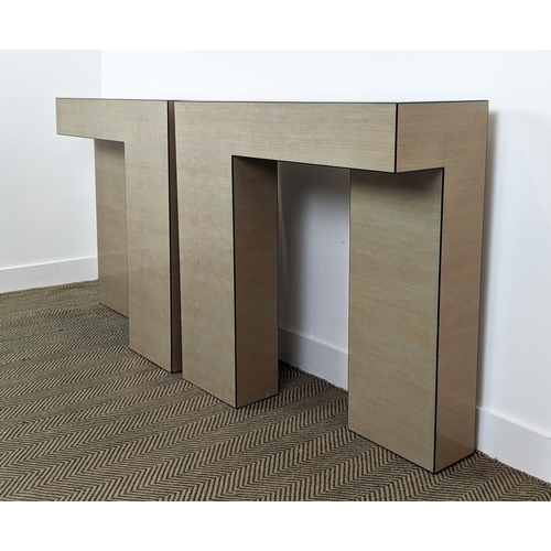 325 - CONSOLE TABLES, a pair, 90cm x 30cm x 90cm. (2)