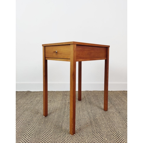 326 - PORADA SIDE TABLES, a pair, with single drawers and leather pull handles, 65cm H x 39cm x 51cm. (2)