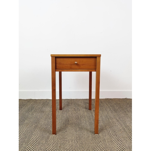 326 - PORADA SIDE TABLES, a pair, with single drawers and leather pull handles, 65cm H x 39cm x 51cm. (2)