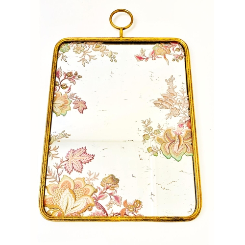 346 - WALL MIRRORS, a set of three, floral decorated plates with gilt metal frames, 64cm H x 40cm. (3)