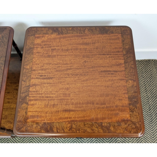 358 - SIDE TABLES, a pair, Victorian style walnut with under tier drawer, 49cm H x 51cm x 51cm. (2)