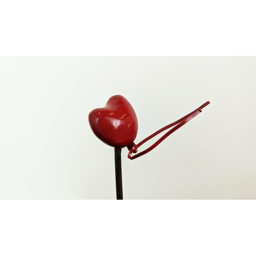 361 - CONTEMPORARY SCHOOL SCULPTURE, girl with heart balloon, 41cm H x 30cm x 16cm.