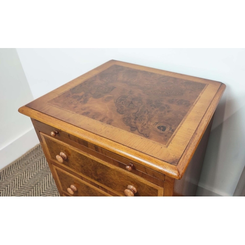 362 - SIDE CHESTS, a pair, Victorian style walnut with brushing slide over three graduated drawers, 65cm H... 