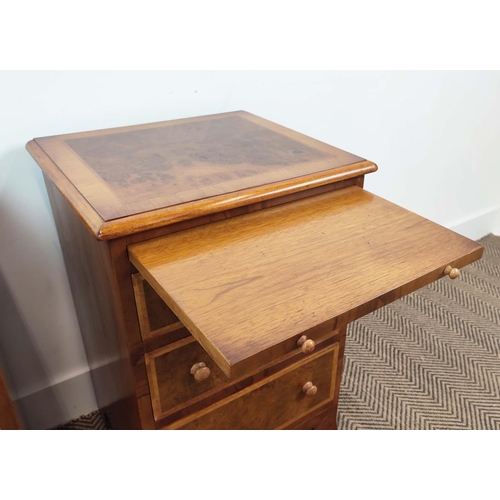 362 - SIDE CHESTS, a pair, Victorian style walnut with brushing slide over three graduated drawers, 65cm H... 