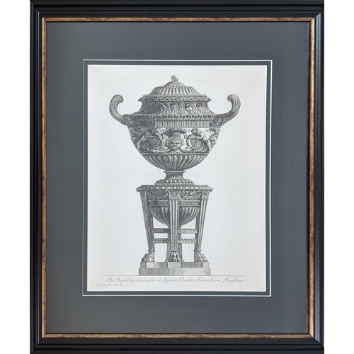 367 - CONTEMPORARY SCHOOL PRINTS, a set of two, of classical urns, framed, 75cm H x 65cm. (2)