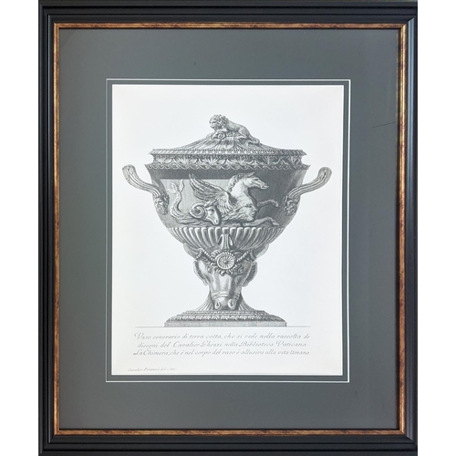 367 - CONTEMPORARY SCHOOL PRINTS, a set of two, of classical urns, framed, 75cm H x 65cm. (2)