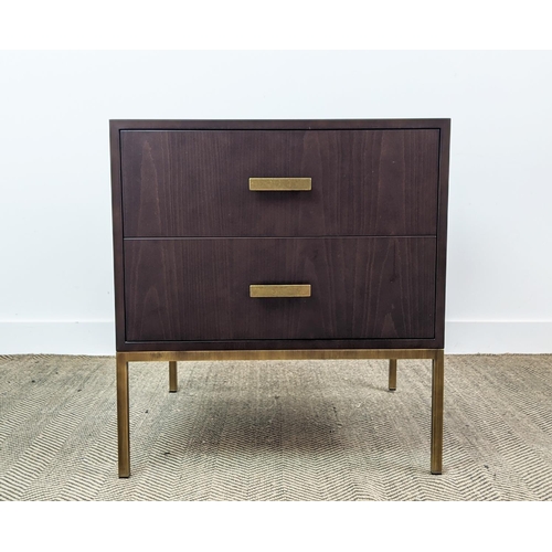 369 - CHEST OF DRAWERS, 65cm x 65cm x 70.5cm approx, with two drawers, gilt metal handles on gilt metal ba... 