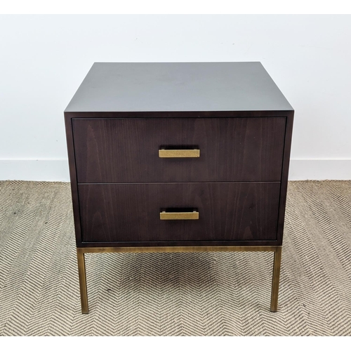 369 - CHEST OF DRAWERS, 65cm x 65cm x 70.5cm approx, with two drawers, gilt metal handles on gilt metal ba... 