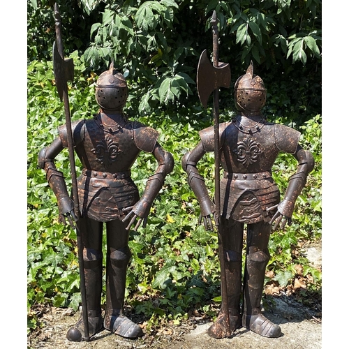 373 - SCULPTURAL SUITES OF ARMOUR, a pair, metal, 90cm H x 46cm x 16cm. (2)