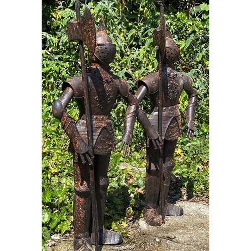 373 - SCULPTURAL SUITES OF ARMOUR, a pair, metal, 90cm H x 46cm x 16cm. (2)