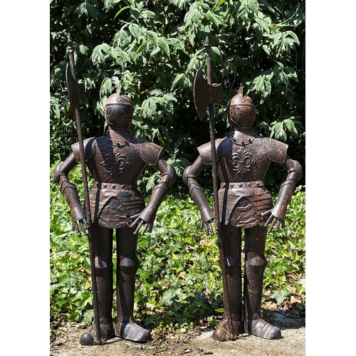 373 - SCULPTURAL SUITES OF ARMOUR, a pair, metal, 90cm H x 46cm x 16cm. (2)