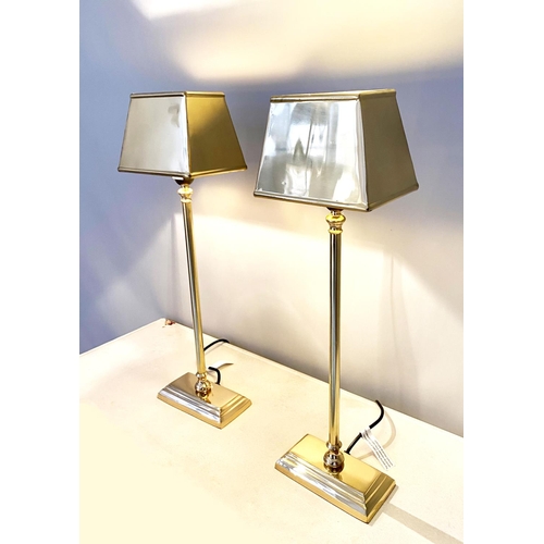 378 - TABLE LAMPS, a pair, gilt metal, 59cm H x 18cm x 13cm. (2)