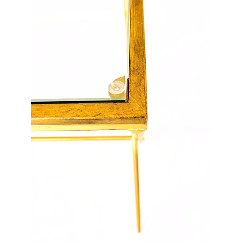 379 - DESK, 1960's French style, gilt metal with a glass top, 87cm H x 95cm x 42cm.