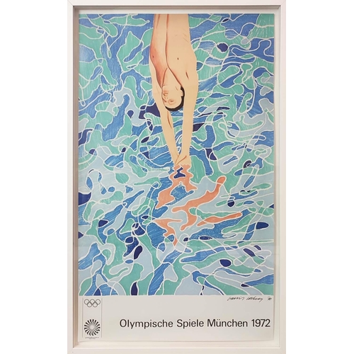 38 - DAVID HOCKNEY, DIVING THE 1972 OLYMPIC GAMES, screenprint, 103cm x 67cm, framed.