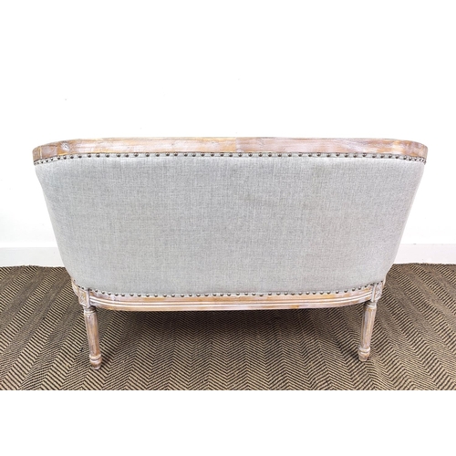 401 - SOFA, French Provincial style, grey fabric upholstered, 125cm W.