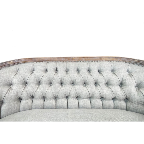 401 - SOFA, French Provincial style, grey fabric upholstered, 125cm W.