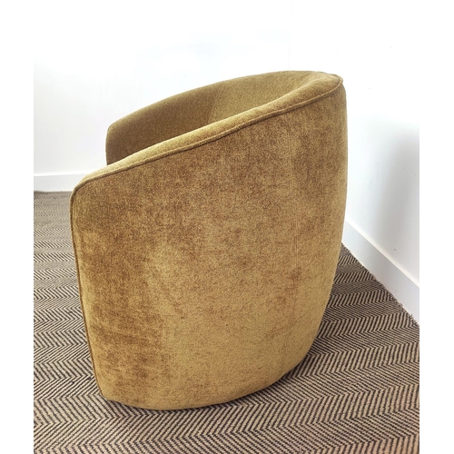 402 - TUB CHAIR, 1970's Italian style brown fabric upholstered, 85cm W.