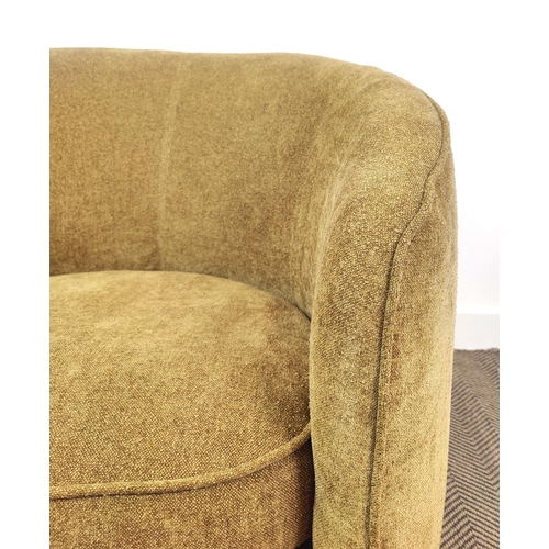 402 - TUB CHAIR, 1970's Italian style brown fabric upholstered, 85cm W.