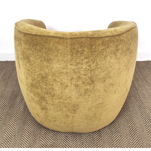 402 - TUB CHAIR, 1970's Italian style brown fabric upholstered, 85cm W.