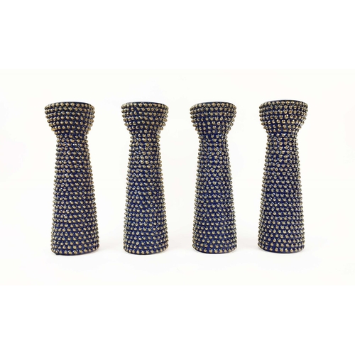 406 - CANDLESTICKS, a set of four, glazed ceramic, 30cm H. (4)