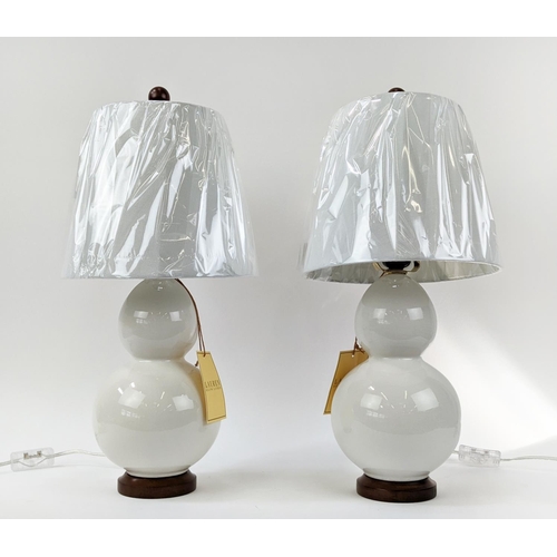 407 - LAUREN RALPH LAUREN HOME TABLE LAMPS, a pair, glazed ceramic, with shades, 53cm H. (2)