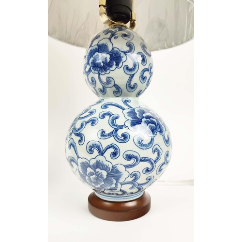 408 - LAUREN RALPH LAUREN HOME TABLE LAMPS, a pair, blue and white glazed ceramic, with shades, 53cm H. (2... 