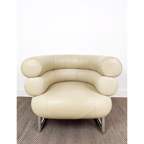 420 - AFTER EILEEN GRAY BIBENDUM STYLE ARMCHAIR, 93cm W.