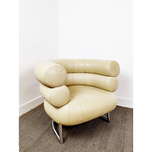 420 - AFTER EILEEN GRAY BIBENDUM STYLE ARMCHAIR, 93cm W.