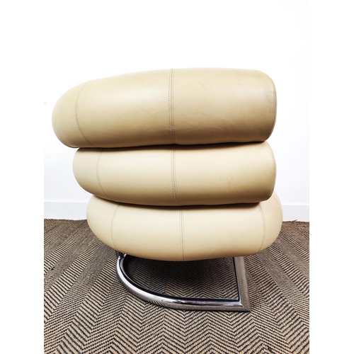 420 - AFTER EILEEN GRAY BIBENDUM STYLE ARMCHAIR, 93cm W.