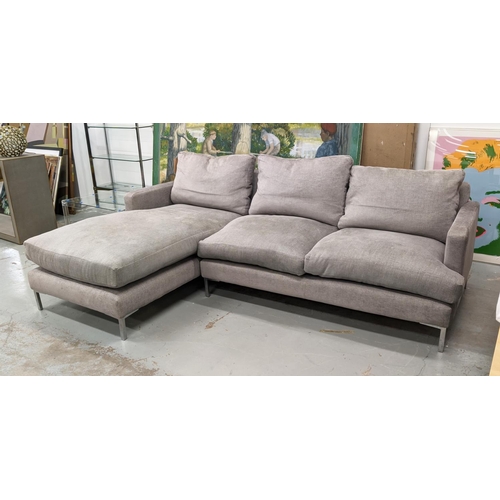 448 - ANDREW MARTIN CONRAD CORNER SOFA, with light grey upholstery, 250cm x 90cm H x 165cm.