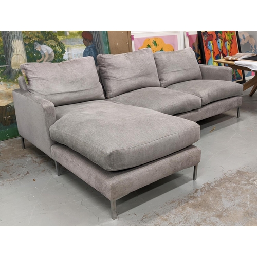 448 - ANDREW MARTIN CONRAD CORNER SOFA, with light grey upholstery, 250cm x 90cm H x 165cm.