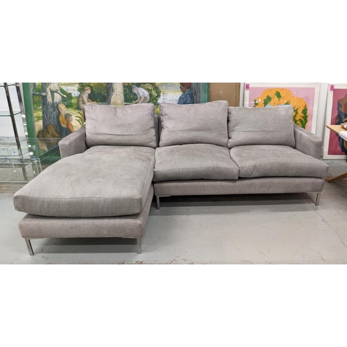 448 - ANDREW MARTIN CONRAD CORNER SOFA, with light grey upholstery, 250cm x 90cm H x 165cm.