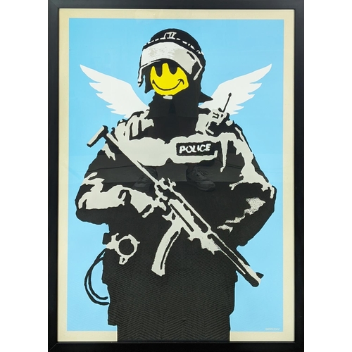 46 - BANKSY, Flying copper, screenprint, 99cm x 69cm, framed.