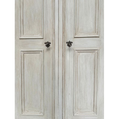 144 - ARMOIRE, French style traditionally grey painted with two parallel doors, enclosing separate hanging... 