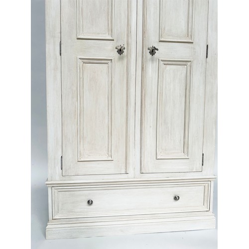 144 - ARMOIRE, French style traditionally grey painted with two parallel doors, enclosing separate hanging... 