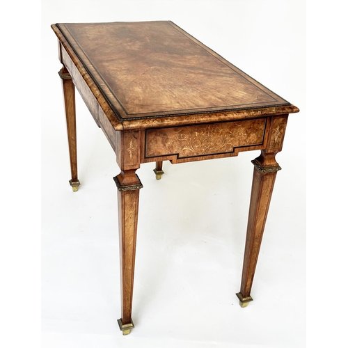 124 - HALL/CENTRE TABLE, Victorian burr walnut, inlaid and gilt metal mounted in the French taste with squ... 