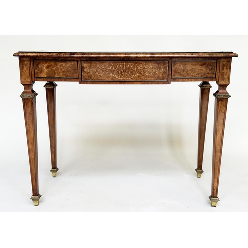 124 - HALL/CENTRE TABLE, Victorian burr walnut, inlaid and gilt metal mounted in the French taste with squ... 