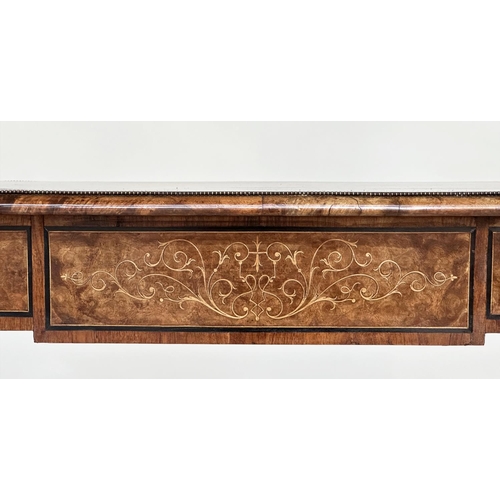 124 - HALL/CENTRE TABLE, Victorian burr walnut, inlaid and gilt metal mounted in the French taste with squ... 