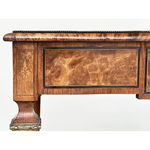 124 - HALL/CENTRE TABLE, Victorian burr walnut, inlaid and gilt metal mounted in the French taste with squ... 