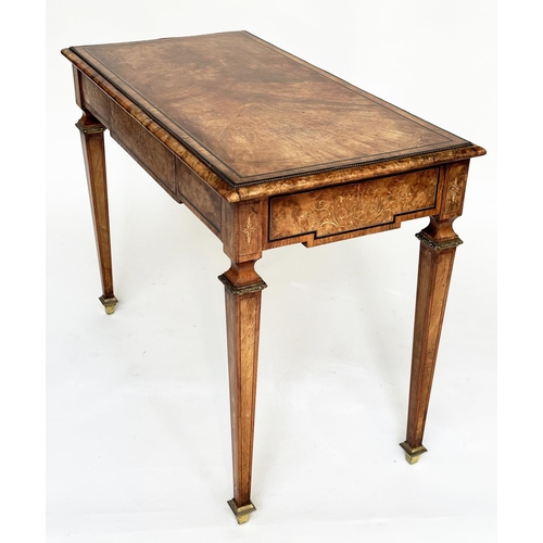 124 - HALL/CENTRE TABLE, Victorian burr walnut, inlaid and gilt metal mounted in the French taste with squ... 