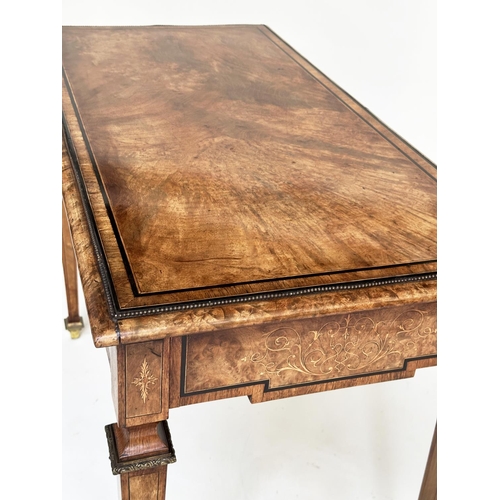 124 - HALL/CENTRE TABLE, Victorian burr walnut, inlaid and gilt metal mounted in the French taste with squ... 