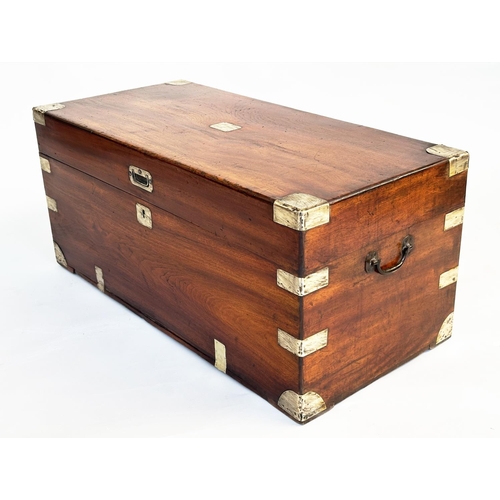 130 - TRUNK, 19th century export camphorwood and brass bound with rising lid and carrying handles, 101cm x... 