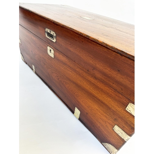 130 - TRUNK, 19th century export camphorwood and brass bound with rising lid and carrying handles, 101cm x... 