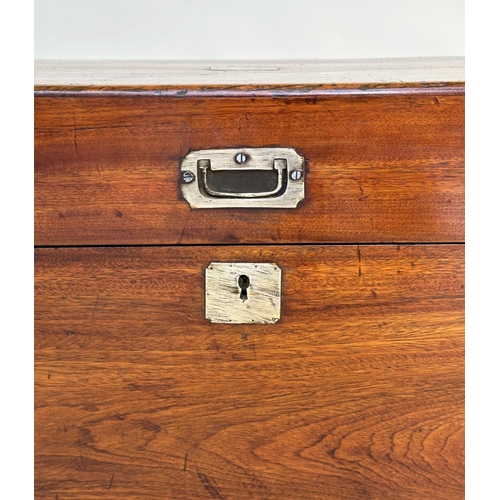 130 - TRUNK, 19th century export camphorwood and brass bound with rising lid and carrying handles, 101cm x... 