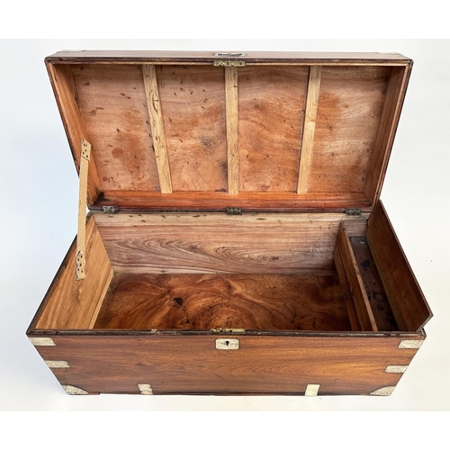 130 - TRUNK, 19th century export camphorwood and brass bound with rising lid and carrying handles, 101cm x... 